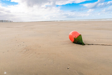 beautiful sandy clean beach with buoy without people with ocean view in Hurghada,