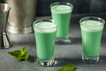 Boozy Cold Grasshopper Shots Cocktail