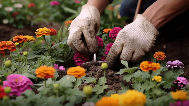 gardener caring for flowers generative ai
