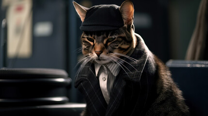 gangster mafia cat generative ai - obrazy, fototapety, plakaty