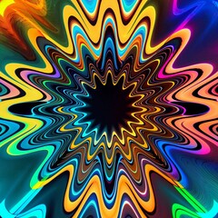 Rainbow abstract radial burst in neon rainbow colors, centered circle circular background wallpaper art, magical pride portal