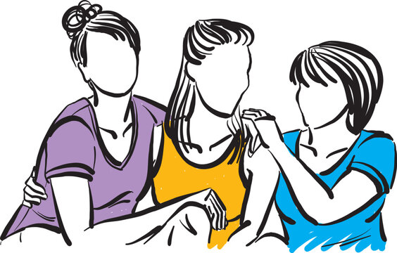 three women together happy friendship concept vector illustration