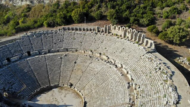 Drone view of Antalya Aspendos Ancient theater