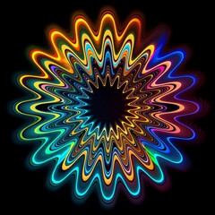 Rainbow abstract radial burst in neon rainbow colors, centered circle circular background wallpaper art, magical pride portal