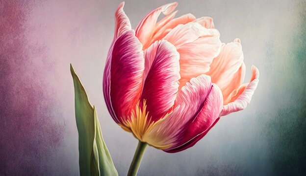 Blooming Beauty: Watercolor Painting of Tulip Flower