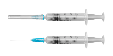 Disposable syringe on a transparent background. isolated object. Element for design