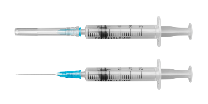 Disposable syringe on a transparent background. isolated object. Element for design