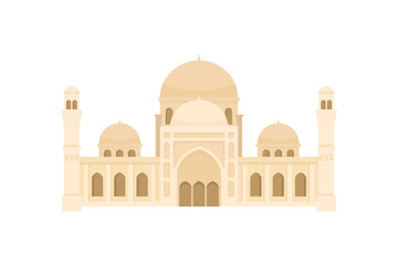 Fototapeta na wymiar Flat mosque vector. Muslim building for islamic, ramadan, eid design. Cartoon illustration isolated on white background. Islam mosque in flat style