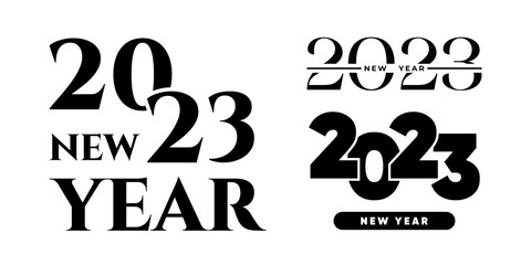2023 new year logo text design set. 2023 number design template. Calendar simple icon. Modern abstract banner. Vector graphic illustartion