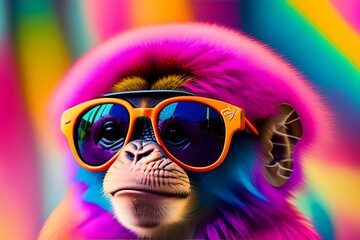 Rendering of The Funky Monkey: A Playful Image of a Sunglass-Wearing Primate. Generative AI. 