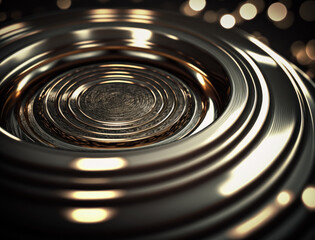 Concentric golden rings shapes Abstract geometric background created with Generative AI technology