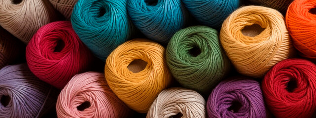 yarn threads different many saturated colors bright. Generative Ai,