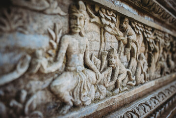 Sculpture at monkey Forest in Ubud Bali Indonesia