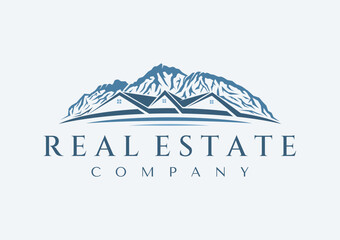 Elegant mountain peak home logo design branding