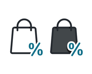 Shopping bag percent icon. Illustration vector