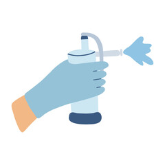 Precision cryoablation for medical procedures. Concept of painless cryogenic cooling for medical procedures. Healthcare worker hand with a cryogun