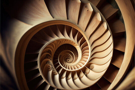 Ilustraci&oacute;n de una escalera de caracol vista desde arriba. Generative AI