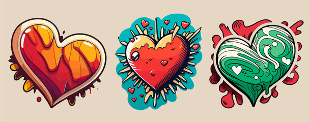 Set of vector heart illustration