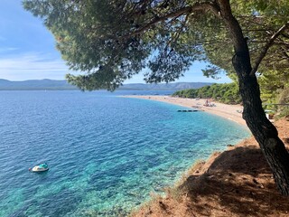 Pristine beaches of Croatian island of Brac near town of Bol, Croatia