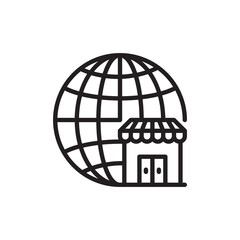 Global market icon in flat style. Globe vector illustration on white isolated background.