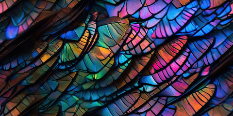 butterfly wing, iridescent scales and vivid colors (created with Generative AI)