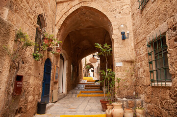 Fototapeta na wymiar The narrow streets of Jaffa in Tel Aviv, Israel