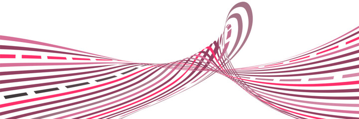 Obraz premium Wavy lines or ribbons. Multicolored striped gradient. Creative unusual background with abstract gradient wave lines for creating trendy banner, poster. Vector eps