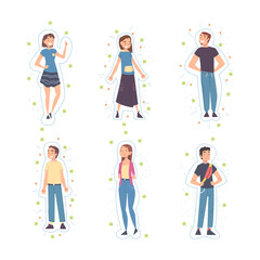 Cheerful People Characters with Healthy Immune System Vector Set