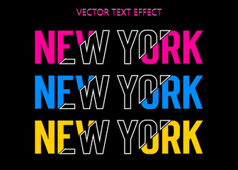 New York 3d text effect vector.