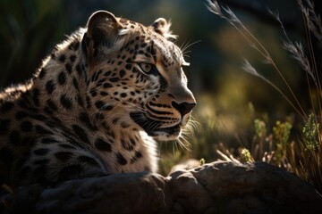 Wildlife conservation. Leopard portrait. AI generated