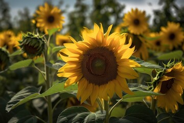 Sunflowers from a different angle. AI generated
