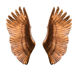 Bronze wings on a transparent background. isolated object. Element for design