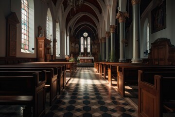 Fototapeta na wymiar Traditional church interior images. AI generated