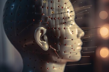 Treatment by acupuncture close up. AI generated