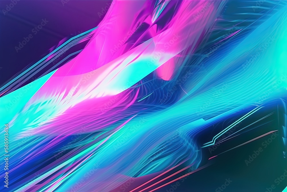 Canvas Prints abstract blue, mint and pink background with interlaced digital glitch and distortion effect. retro 