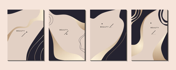 Modern golden abstract universal background templates. Minimalist aesthetic.