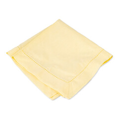 Folded salmon color tissue napkin isolated over white background