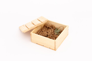 The wood box isolated on white background