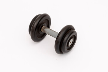 Obraz na płótnie Canvas black dumbbell for sports on a white background