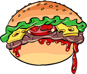 cheeseburger burger fast food street food, delicious menu, bun cheese meat patty