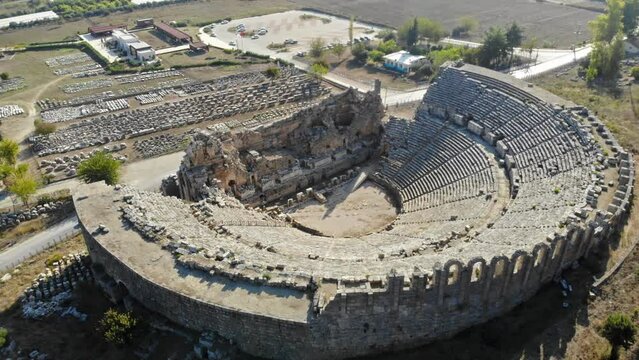 Drone view of the ancient theater of Perge