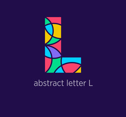 Modern abstract letter l logo icon. Unique mosaic design color transitions. Colorful letter l template. vector.