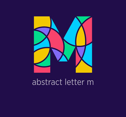 Modern abstract letter m logo icon. Unique mosaic design color transitions. Colorful letter m template. vector. - obrazy, fototapety, plakaty