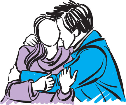 man and woman hugging love concept couple concept vector illustration