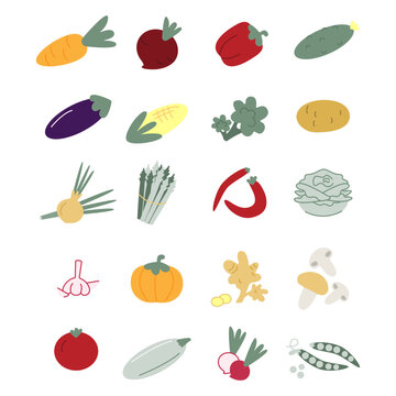 simple pictures vector images of vegetables.Vector illustation