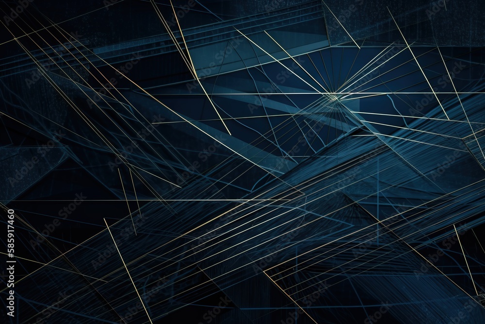 Poster a dark blue background with lines and a star in the middle of the image and a black background with 