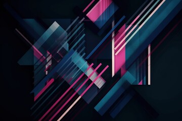  a black background with pink and blue lines and shapes in the middle of the image and a black background with pink and blue lines in the middle of the image.  generative ai