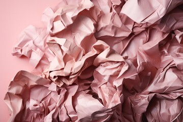  a pile of crumpled pink paper on a pink background with a pink background and a pink background with a pink background and a pink background with a.  generative ai
