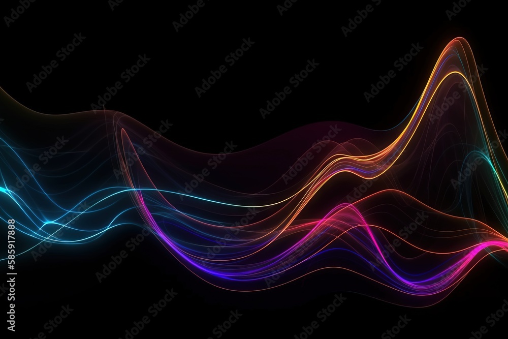Poster a colorful wave of light on a black background with a black background and a black background with a
