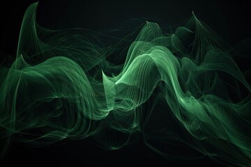  a green and black background with a wavy pattern on it's side and a black background with a green and white swirl on the bottom of the image.  generative ai